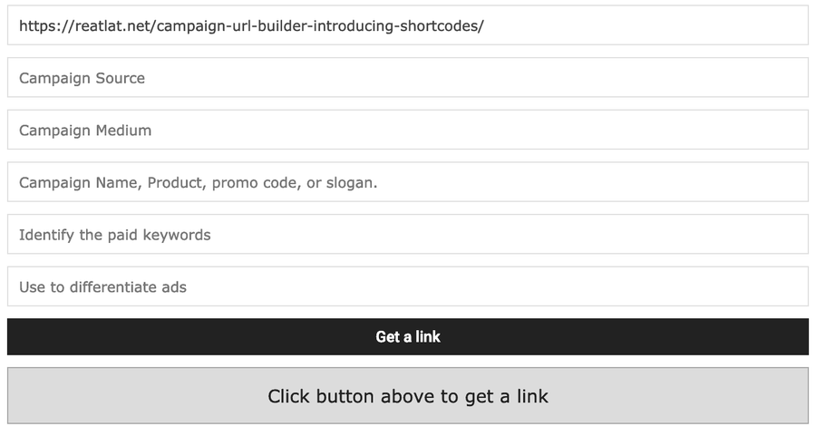 Campaign URL Builder Shortcode Settings API Key